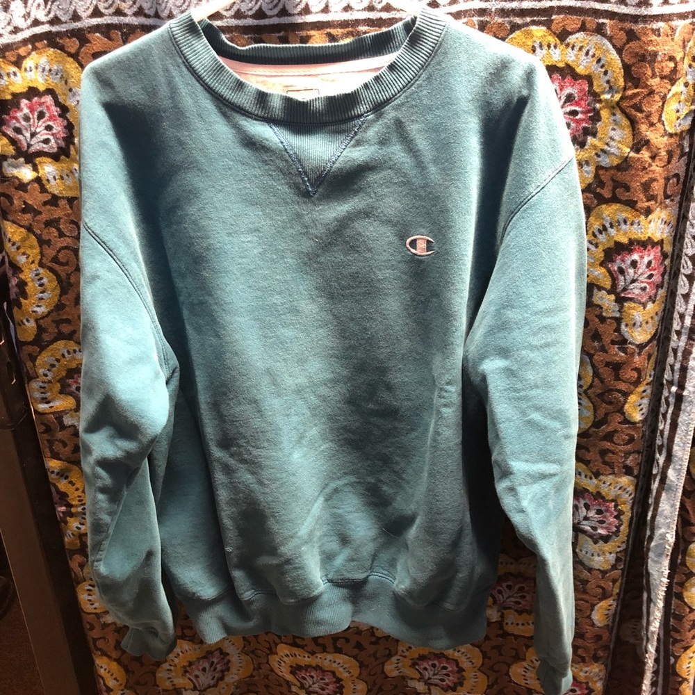 champion teal crew neck